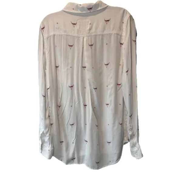 Rails Rosci Indio Bull Skull Long Sleeve Womens Button Down Top S Western Casual - Picture 4 of 10